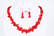 Red Coral Branches Necklace set 