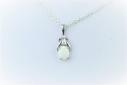 Opal gem silver necklace  