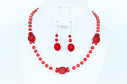 Beaded Red Coral necklace set