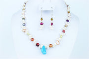 Turquoise  pearls & gem necklace set 
