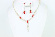 Red & clear crystals necklace set 