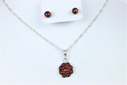 Amber silver necklace set 