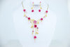 crystal roses pink necklace set 